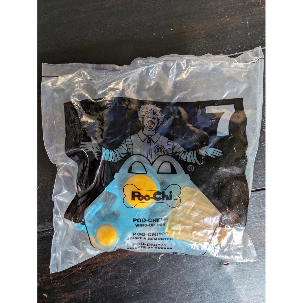 2002 McDonalds Robo-Chi Pets #7 Poo-Chi Wind-Up Toy Blue Yellow NEW Sealed